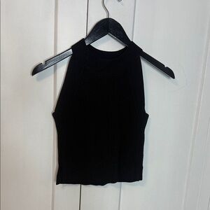 Aritzia Wilfred Black Ribbed knit halter Top fits XS/small - med